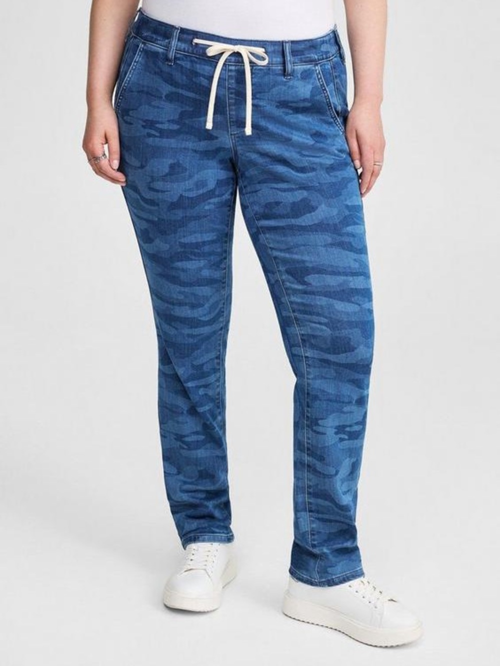 Torrid Blue Camo Boyfriend Mid Rise Drawstring Jeans Size 1X